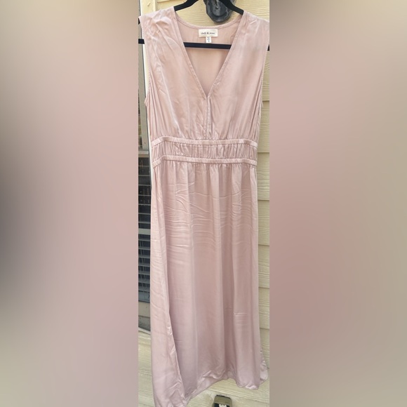 Anthropologie Cloth & Stone Cinched Waist Sleeveless Dress Sz M Nude - Picture 2 of 5